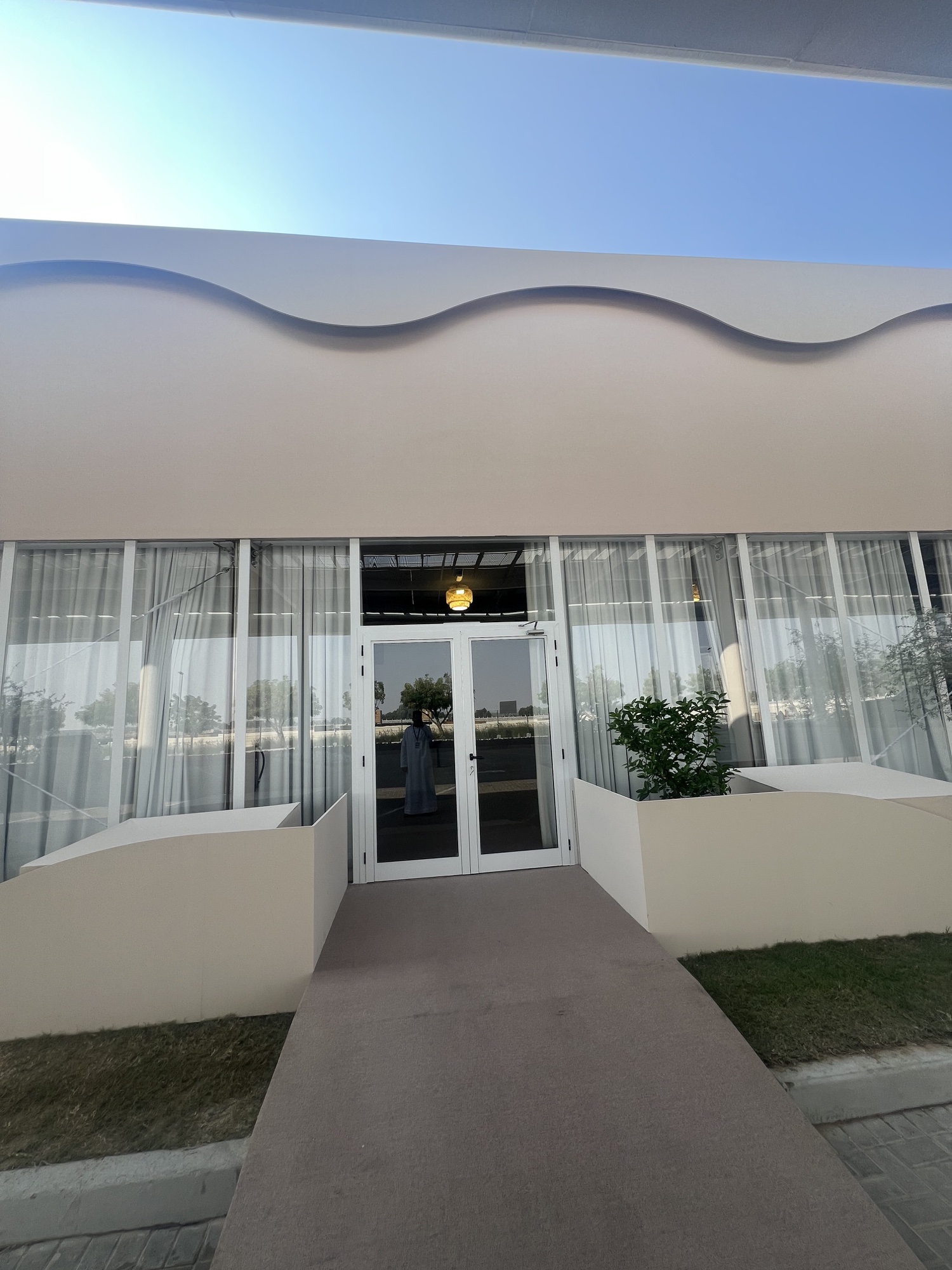 VVIP Royal Tent, Formula 1 2025. The entrance and curved facade.