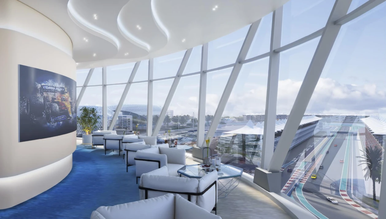 Yas Marina Circuit hospitality design visualisation from the Creative Hub profile