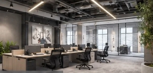 An executive workplace shown in a design visualisation