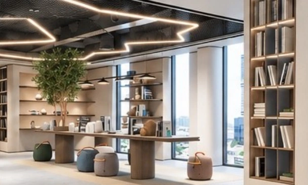 An open workplace shown in a design visualisation